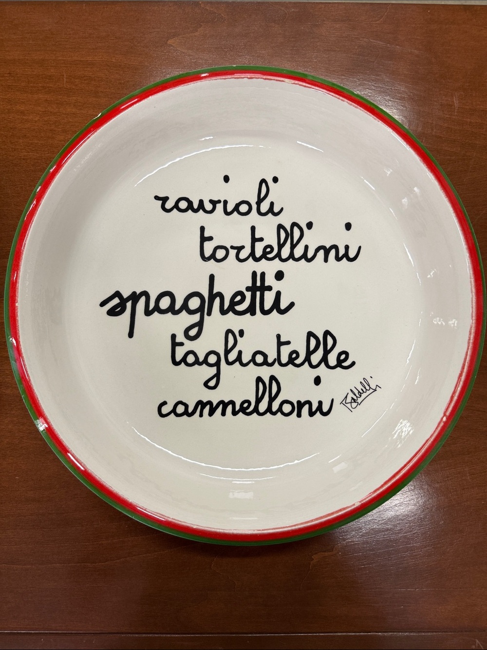 Baldelli Pasta Serving Bowl with Handwritten Pasta Names